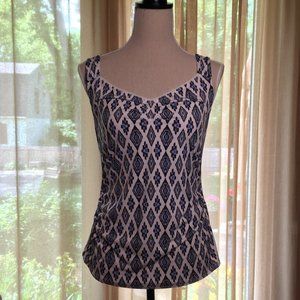 White House Black Market Pattern V Neck Top
